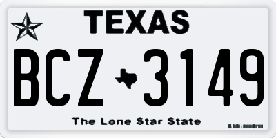 TX license plate BCZ3149