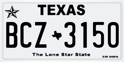 TX license plate BCZ3150