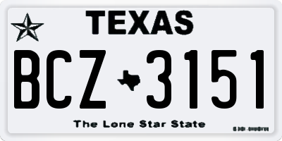 TX license plate BCZ3151
