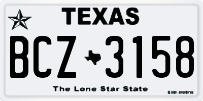 TX license plate BCZ3158
