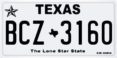 TX license plate BCZ3160