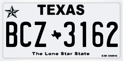 TX license plate BCZ3162