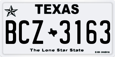 TX license plate BCZ3163