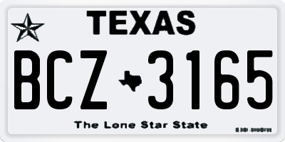 TX license plate BCZ3165