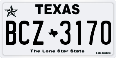 TX license plate BCZ3170