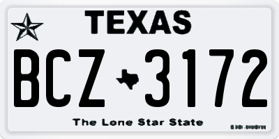 TX license plate BCZ3172