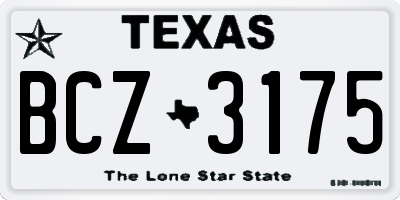 TX license plate BCZ3175