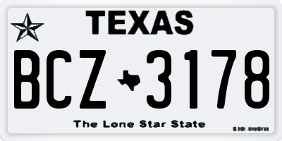 TX license plate BCZ3178