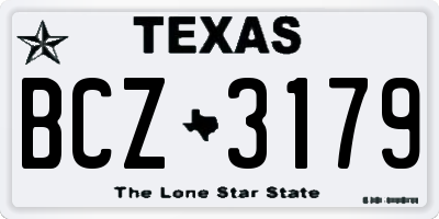 TX license plate BCZ3179