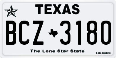 TX license plate BCZ3180