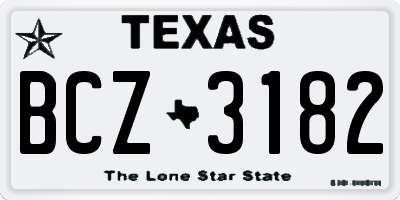 TX license plate BCZ3182
