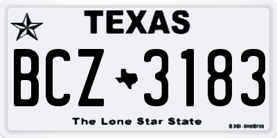 TX license plate BCZ3183