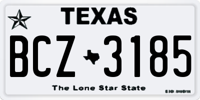 TX license plate BCZ3185