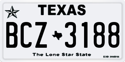 TX license plate BCZ3188