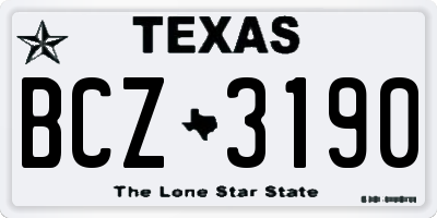 TX license plate BCZ3190