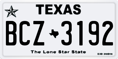 TX license plate BCZ3192