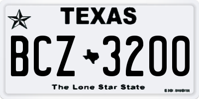 TX license plate BCZ3200