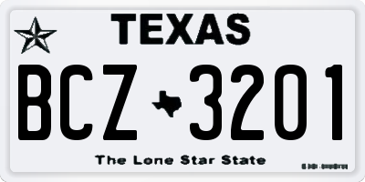 TX license plate BCZ3201