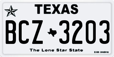 TX license plate BCZ3203