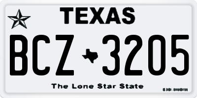 TX license plate BCZ3205