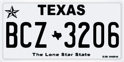 TX license plate BCZ3206