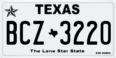 TX license plate BCZ3220
