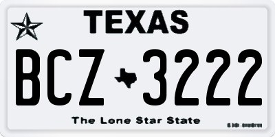 TX license plate BCZ3222