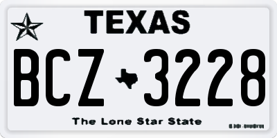 TX license plate BCZ3228