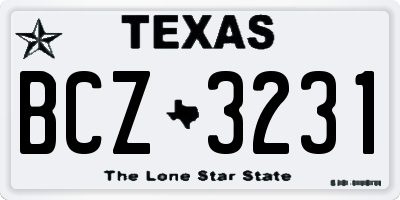 TX license plate BCZ3231