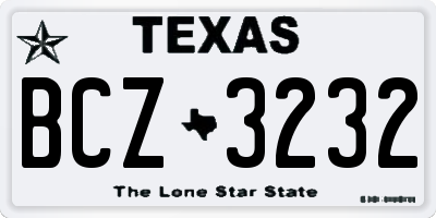 TX license plate BCZ3232