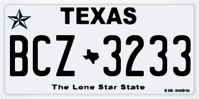 TX license plate BCZ3233