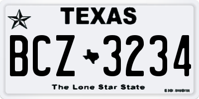 TX license plate BCZ3234