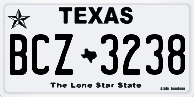 TX license plate BCZ3238