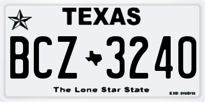 TX license plate BCZ3240