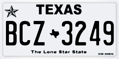 TX license plate BCZ3249