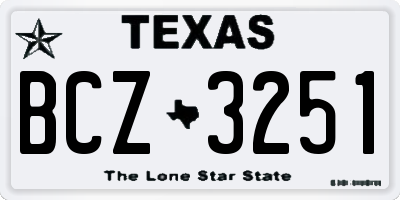 TX license plate BCZ3251