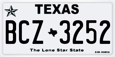 TX license plate BCZ3252