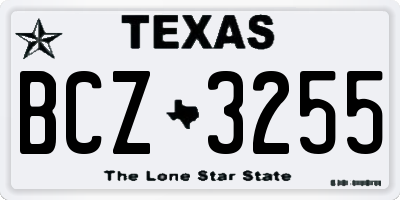 TX license plate BCZ3255