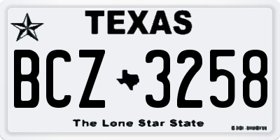 TX license plate BCZ3258