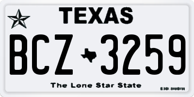 TX license plate BCZ3259