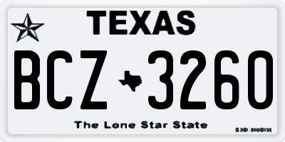 TX license plate BCZ3260