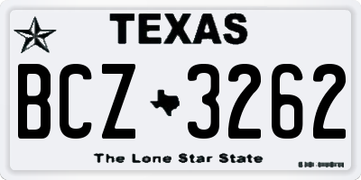 TX license plate BCZ3262