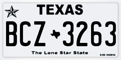 TX license plate BCZ3263