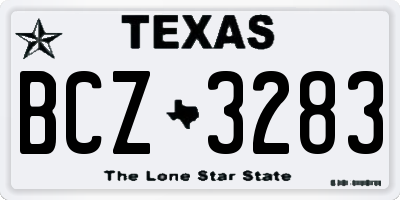 TX license plate BCZ3283