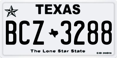 TX license plate BCZ3288