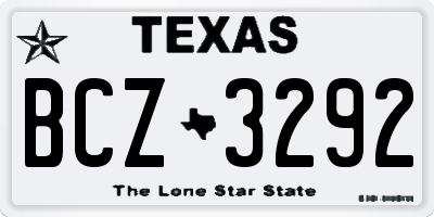 TX license plate BCZ3292