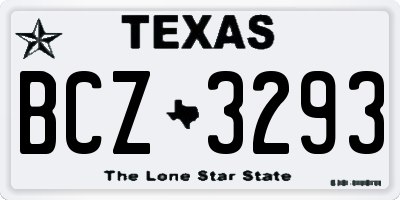 TX license plate BCZ3293