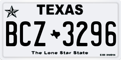 TX license plate BCZ3296