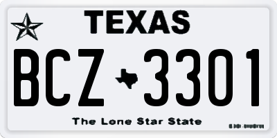 TX license plate BCZ3301