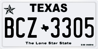 TX license plate BCZ3305